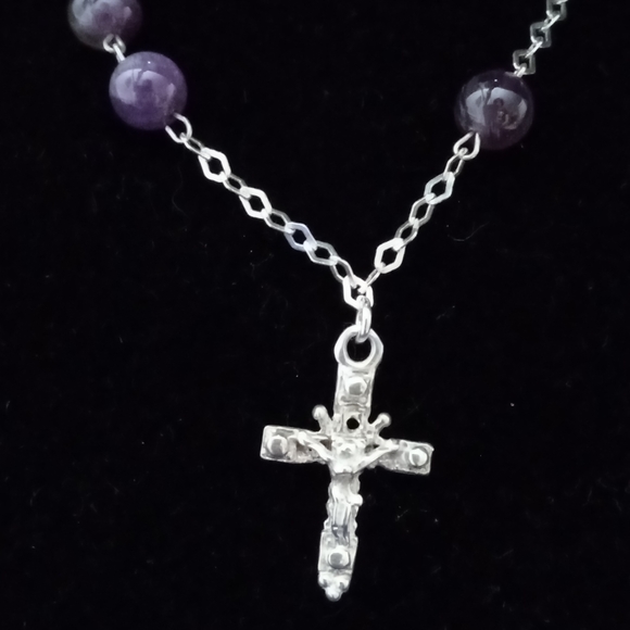 925 amethyst rosary bracelet with crucifix - Picture 3 of 13